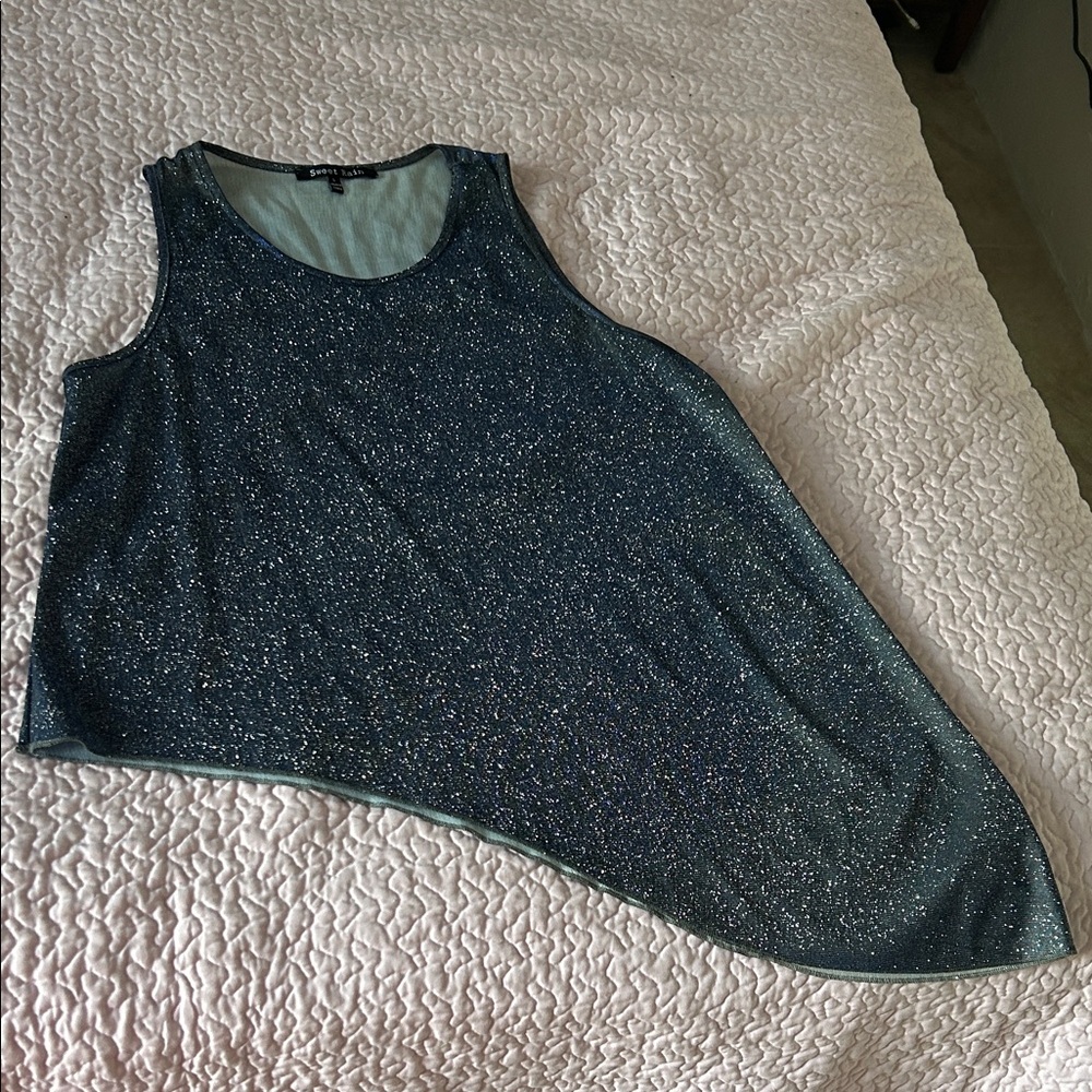 Sweet Rain Glittery Tank Top - Black and Silver